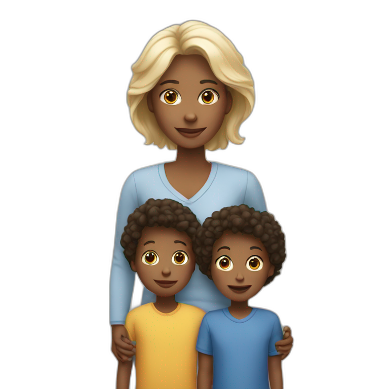 a white mother with her 2 white children emoji