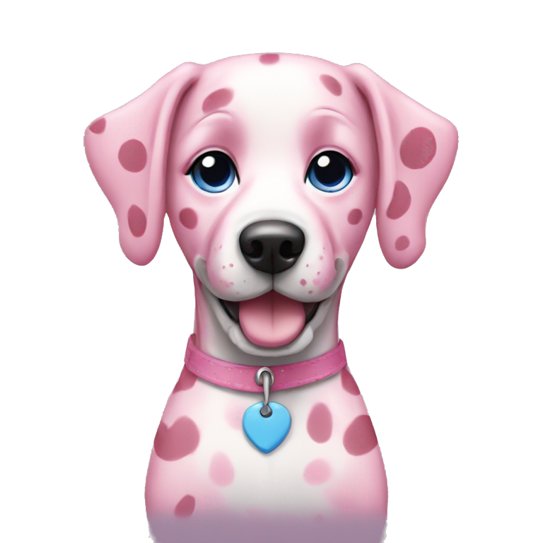 Pink and blue spotted dog emoji