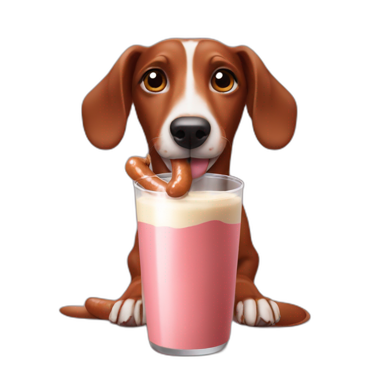 Sausage Dog drinking chocolate milk emoji
