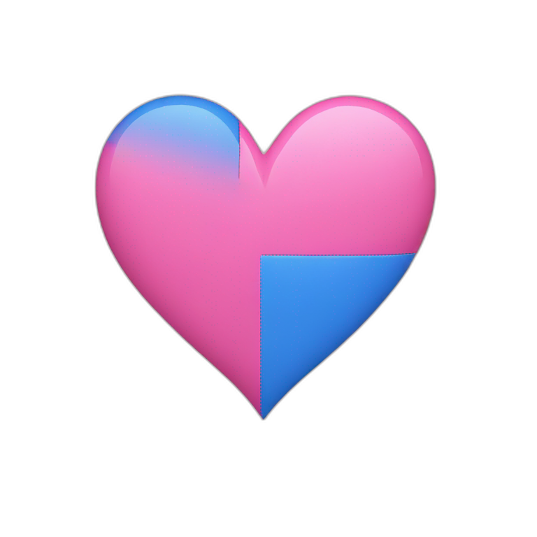 Pink half blue half heart  emoji