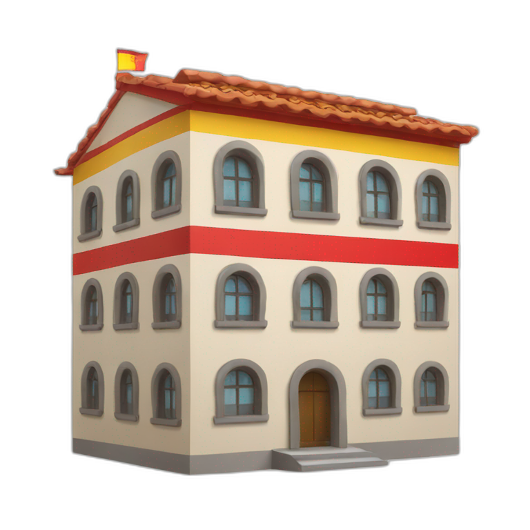 Building with Spanish flag emoji