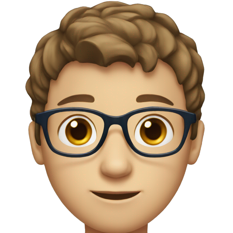 Young boy with short brown hair, Blue eyes and glasses emoji