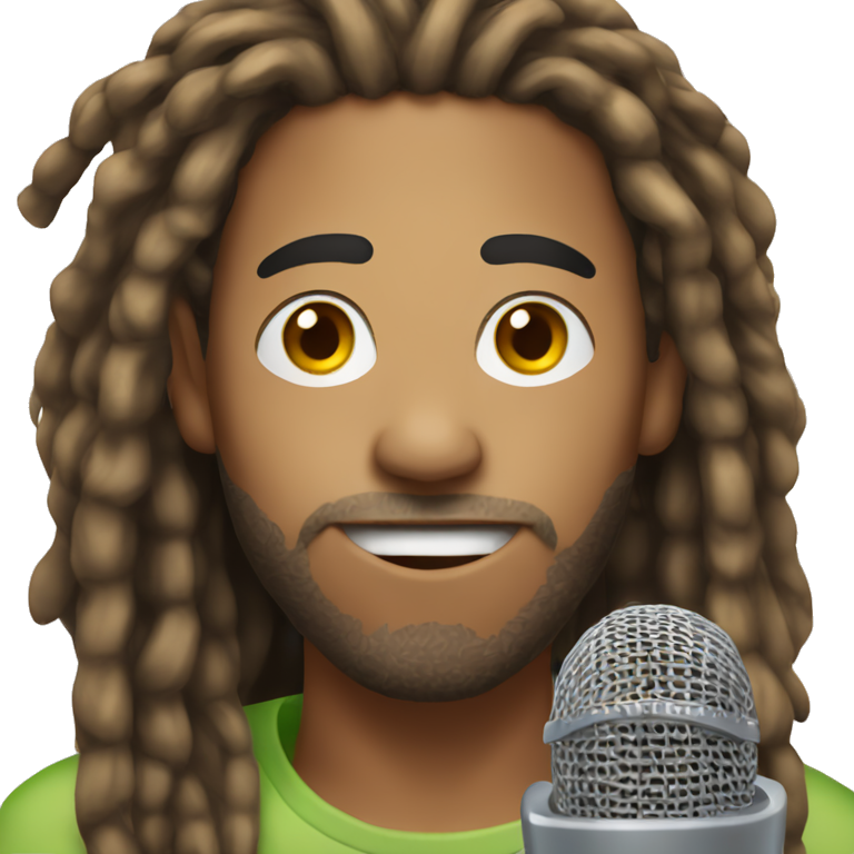 a mixed-race man with dreadlocks talking into a microphone emoji