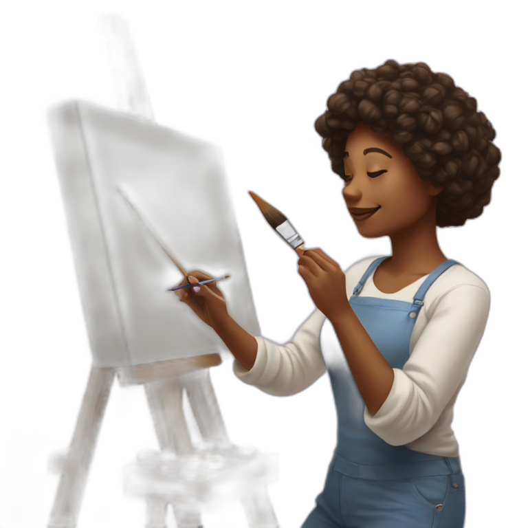 artist painting something colorful on the canvas emoji