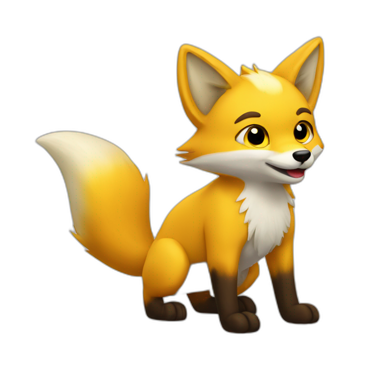 yellow two tailed fox emoji