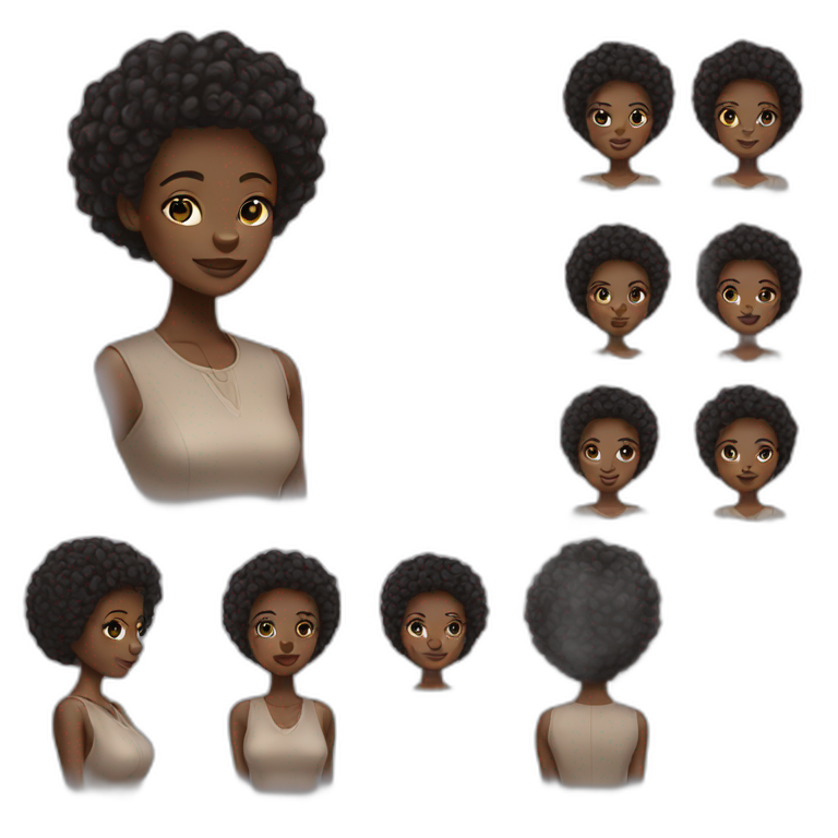 woman with black skin and natural hair african with classic wear emoji
