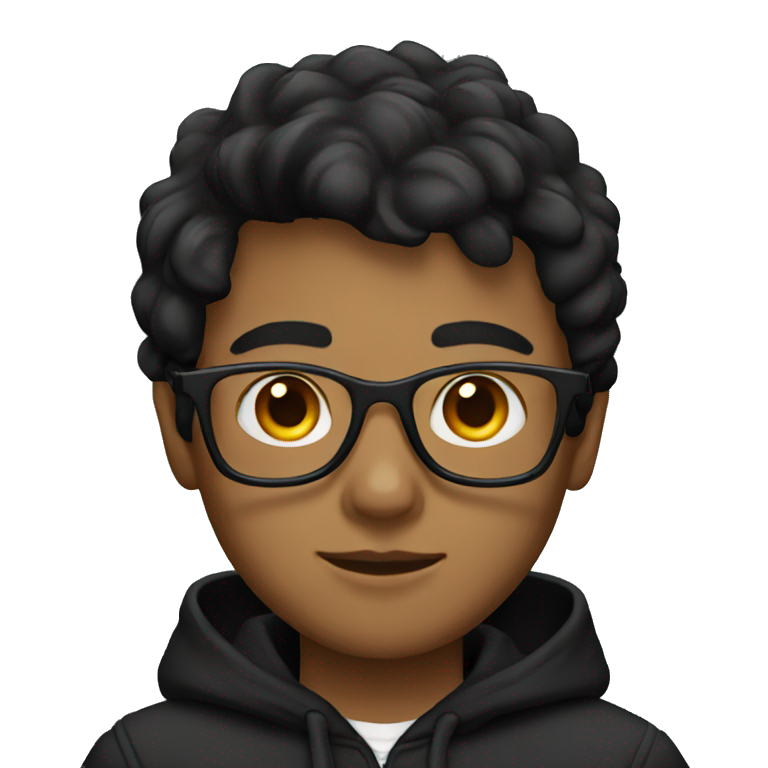 boy wear black hoodie with glasses emoji