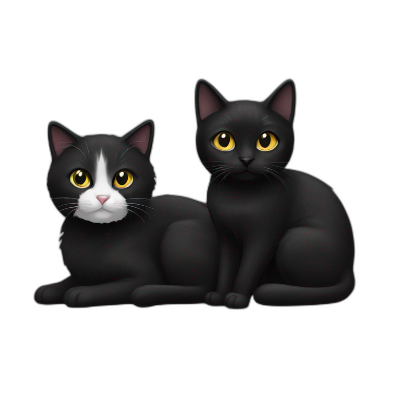 One black cat one black and white cat emoji