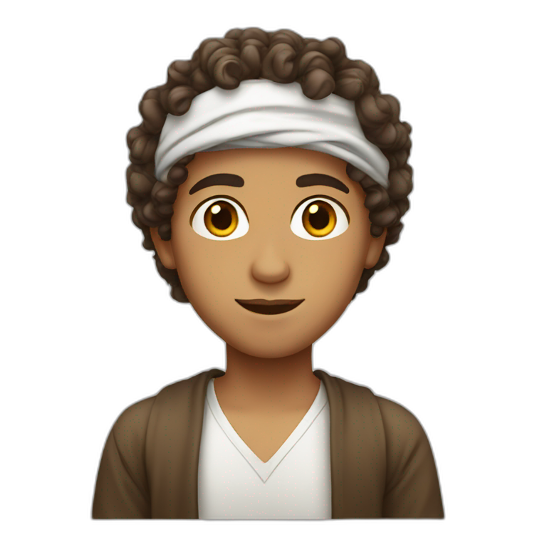 arab boy with curly brown hair emoji