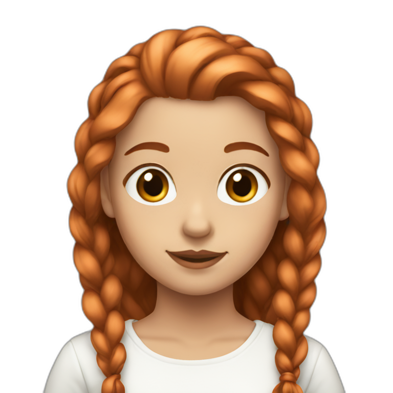 White young girl with copper-colored hair tied back emoji