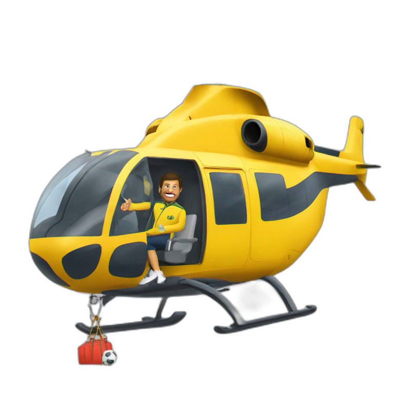 Brazilian coach called Pablo Marçal, flying inside a helicopter emoji