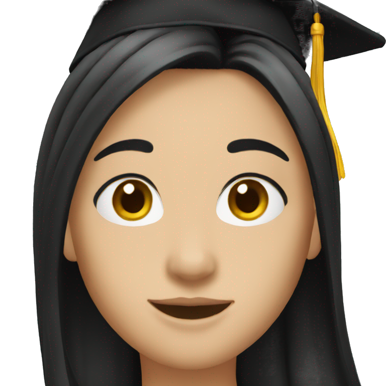 graduation long black hair emoji