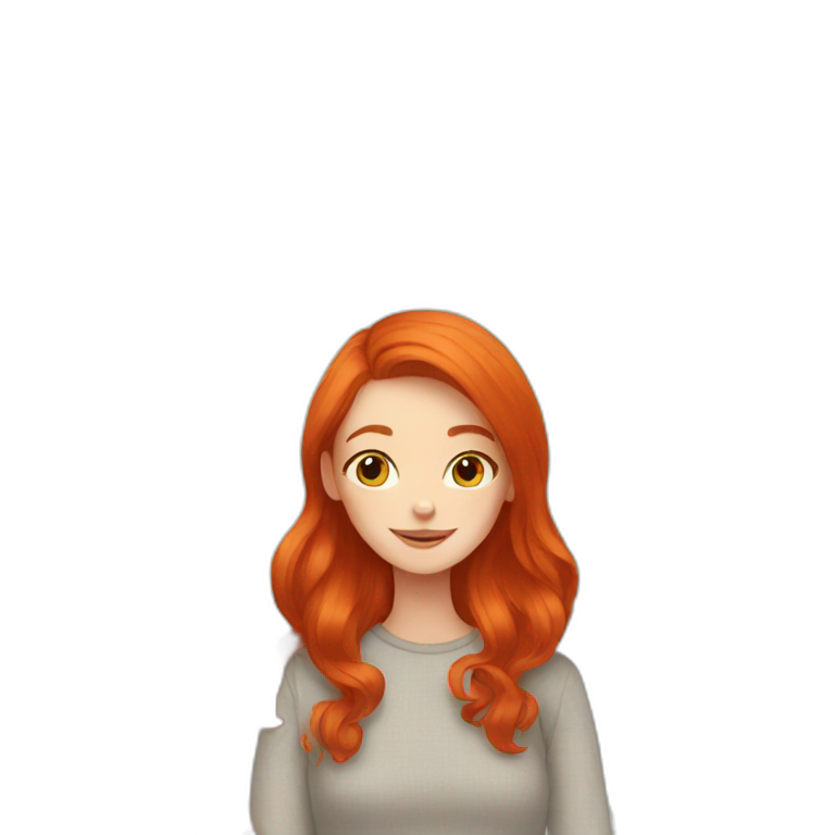 redhead girl with cats emoji