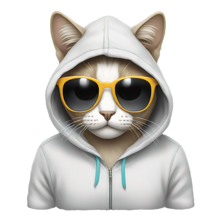 cat wearing sunglasses and hoodie  emoji