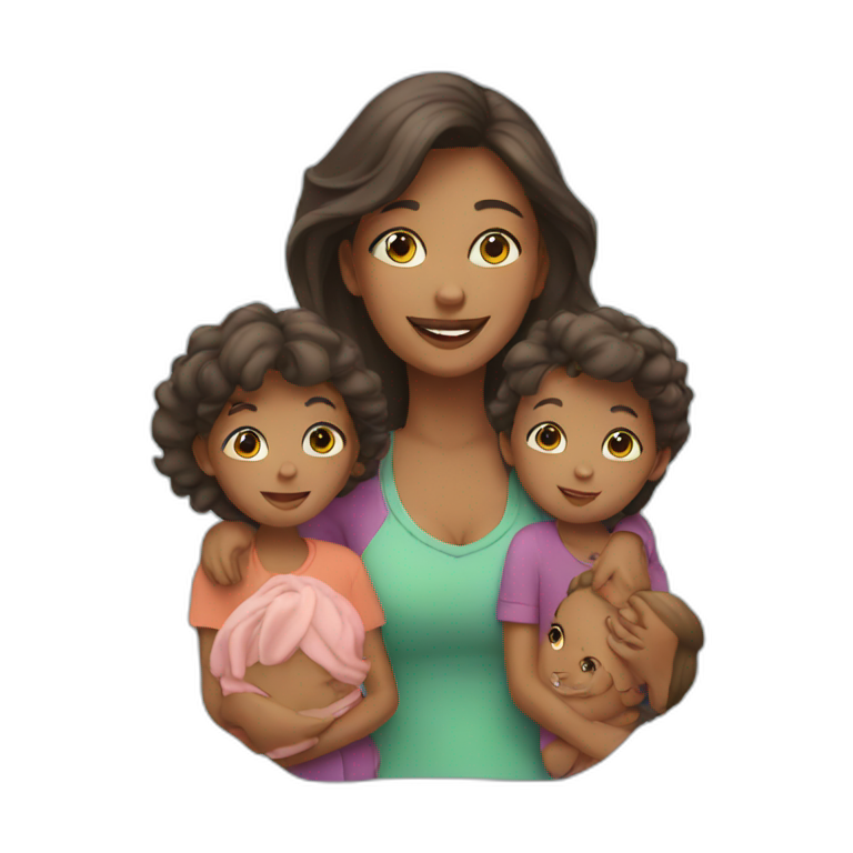 mom with four kids emoji