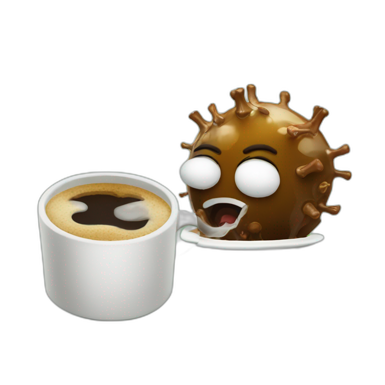 sleepy corona virus drinking coffee emoji