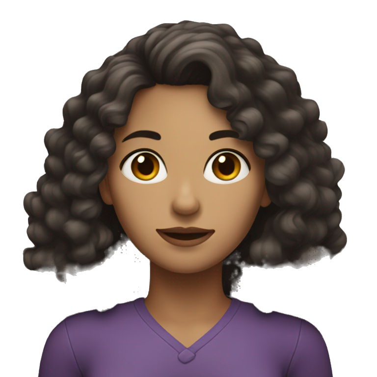 woman with long dark hair, curly, dark eyes emoji