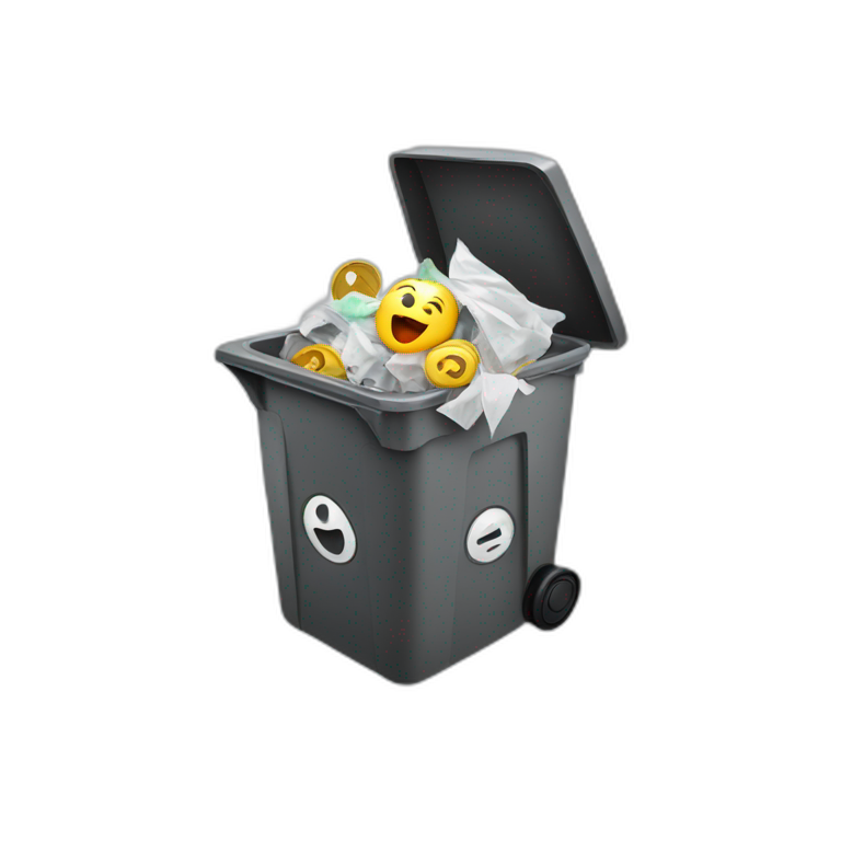 clock falling in trash bin emoji
