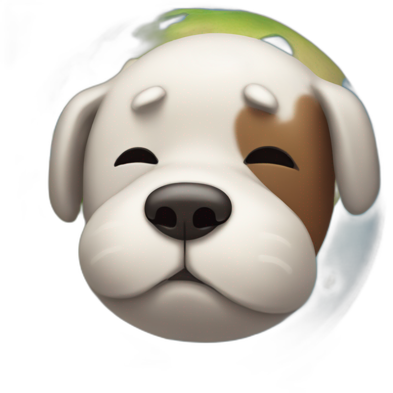 planet Earth with a cartoon sleepy dog face emoji