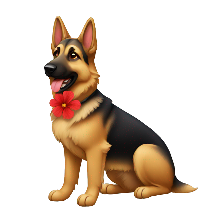 German Shepard with red flower emoji