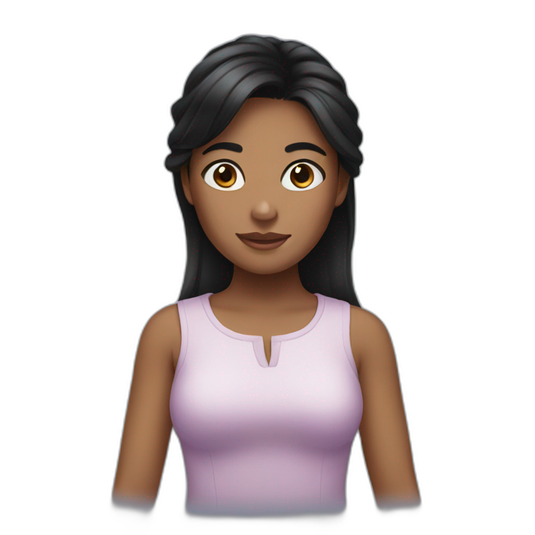 girl with black hair and brown skin emoji