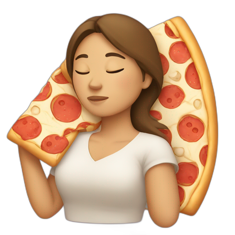 sleeping filipino woman with pizza emoji