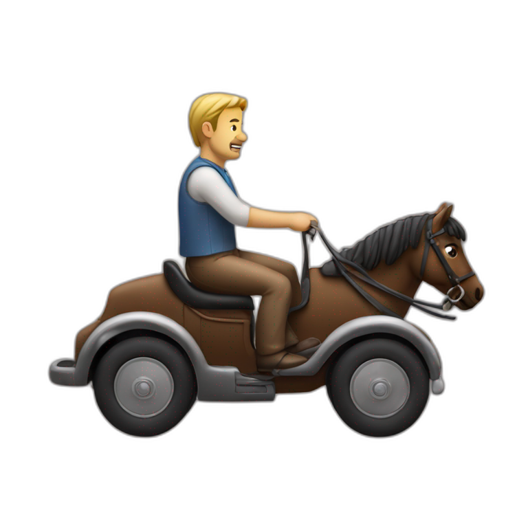 man riding a car as if it was a horse emoji