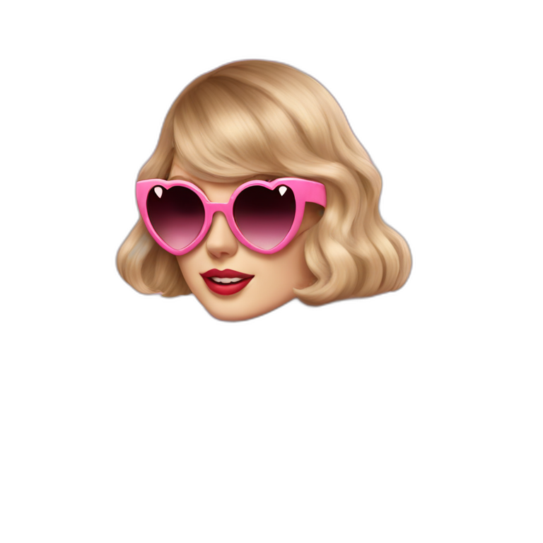 taylor swift wearing pink fur coat and heart shaped sunglasses emoji