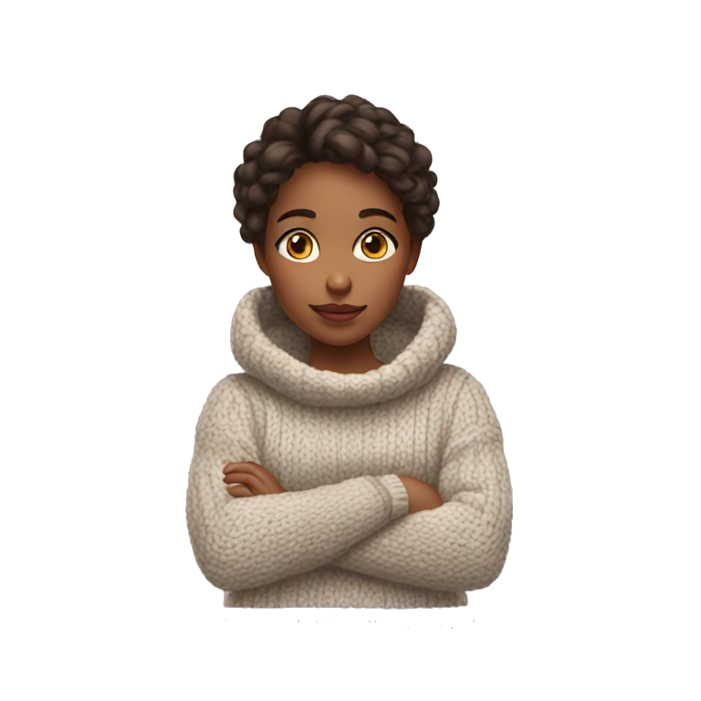 thoughtful girl in cozy sweater emoji