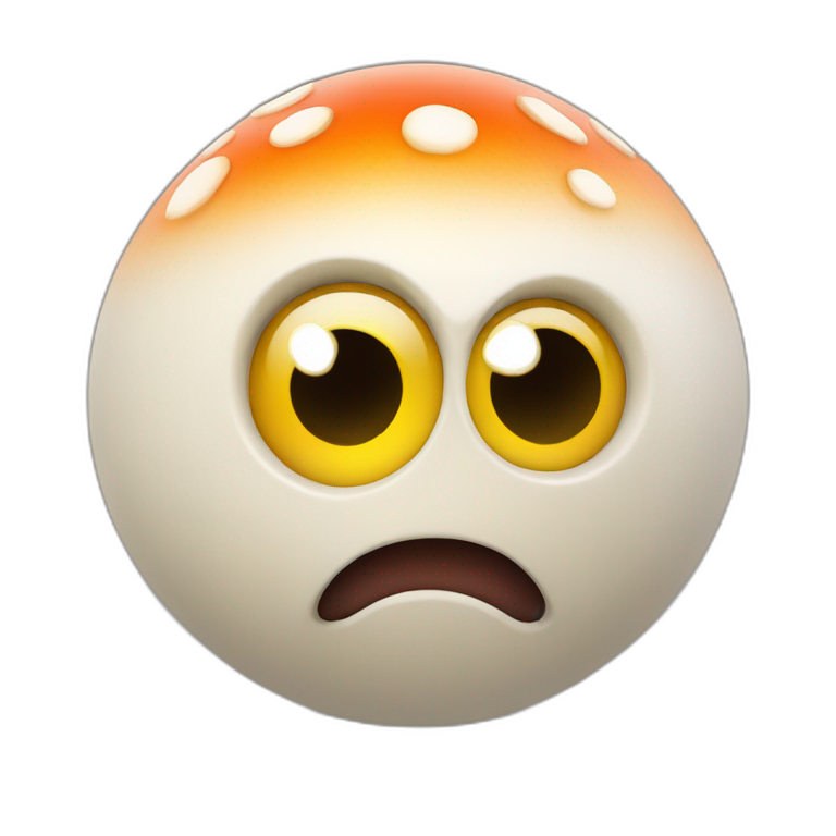 3d sphere with a cartoon shroomlight texture with big underdeveloped eyes emoji