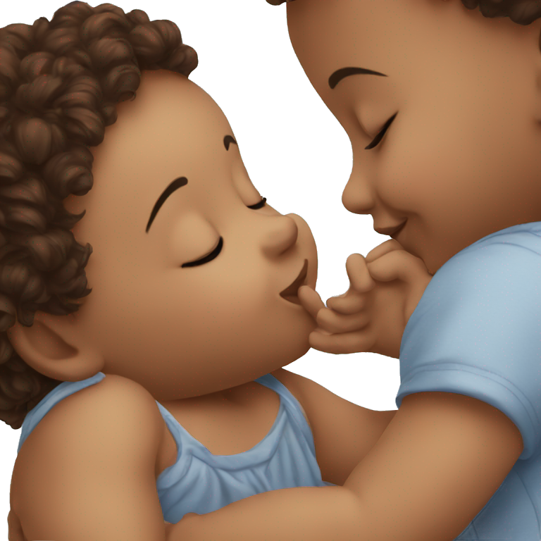 Baby kissing each other emoji