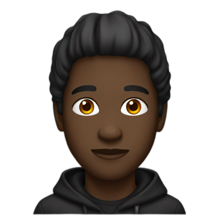 Black man with a black Hoodie emoji