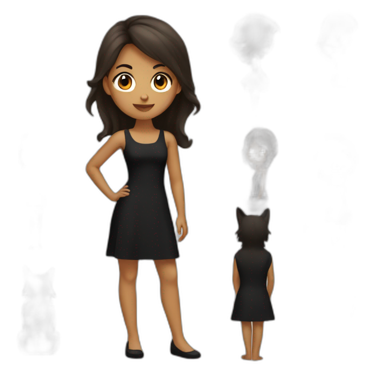girl with brown wolfcut in black dress emoji