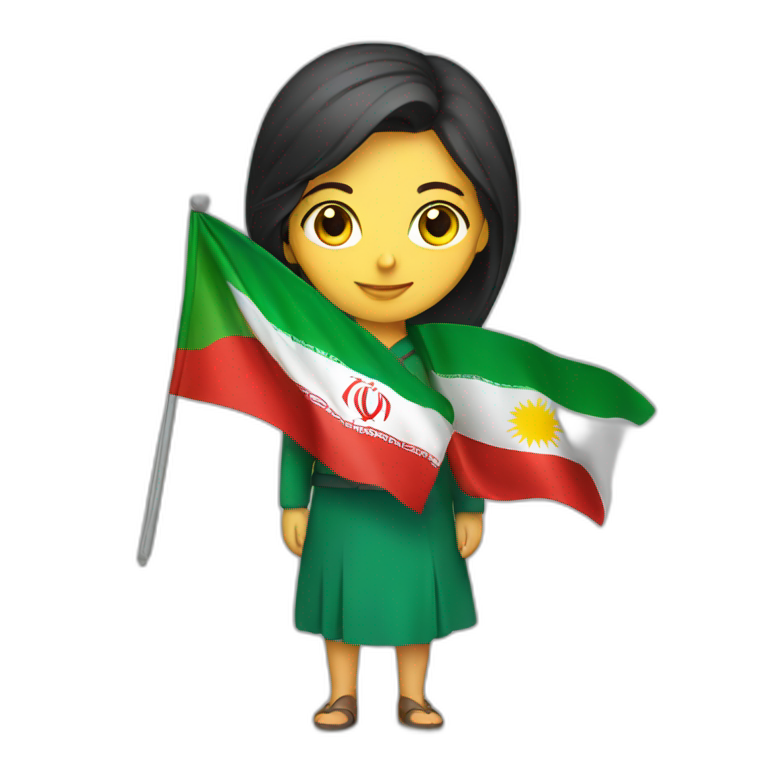 kurdish lady holding iran flag emoji