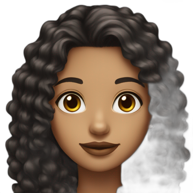 woman light brown skin long black curly hair with black cat emoji