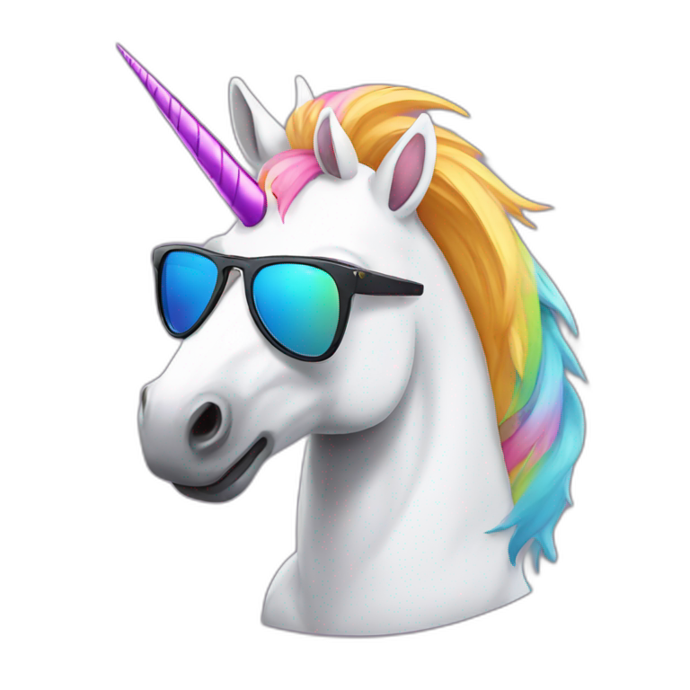 cool unicorn wearing sunglasses emoji