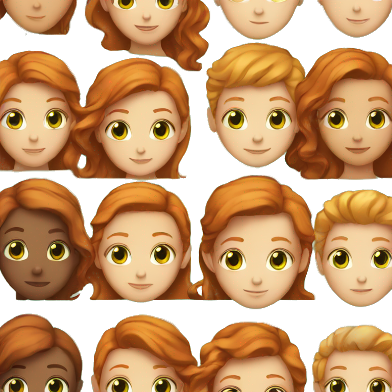 Girl with ginger hair and brown eyes and boy with green eyes and brown hair emoji