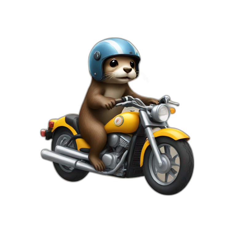 otter riding a motorcycle wearing helmet emoji
