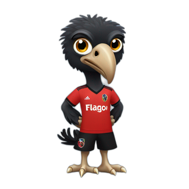 black vulture wearing flamengo soccer tshirt emoji