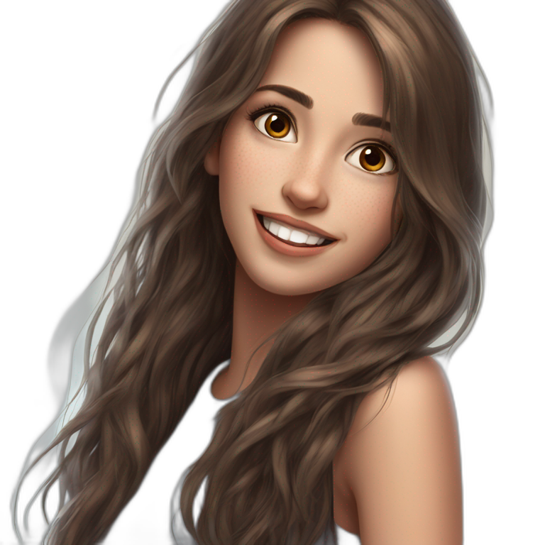 smiling brown-eyed girl with long hair emoji