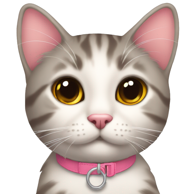 Gato naranja con collar rosa que diga kira tierno  emoji