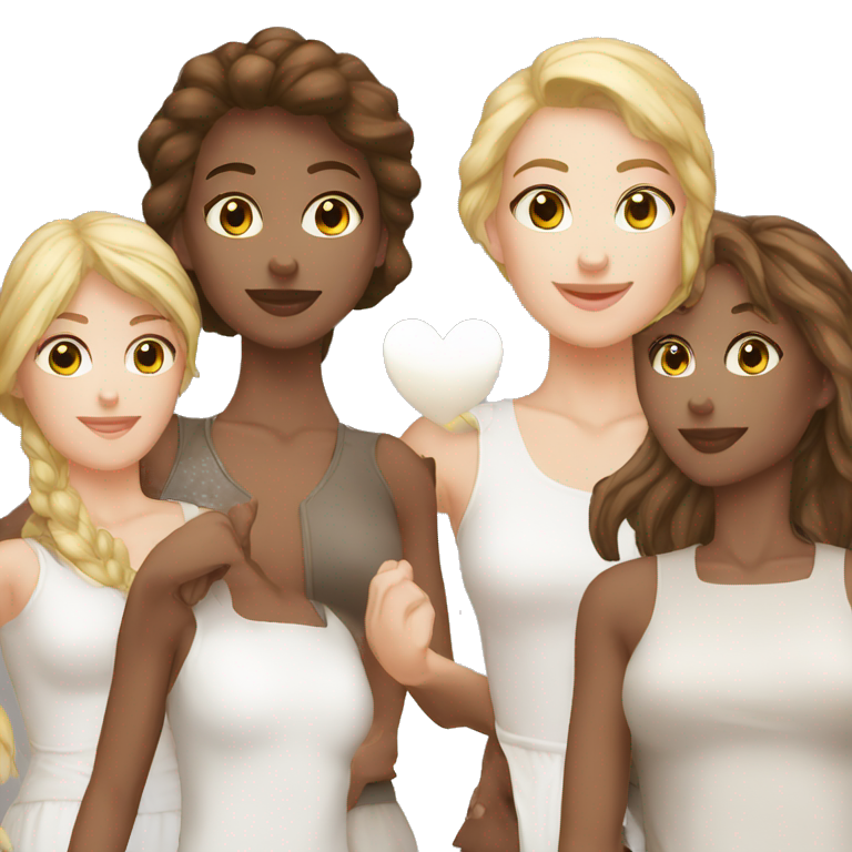 dream work team women 2 white 1 brown heart emoji