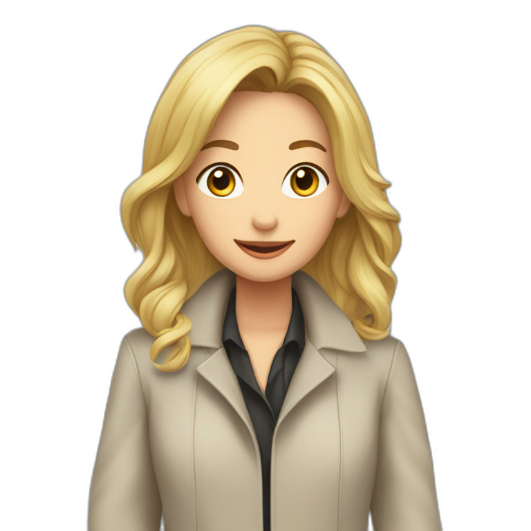 Christa en manteau dans ascenseur emoji
