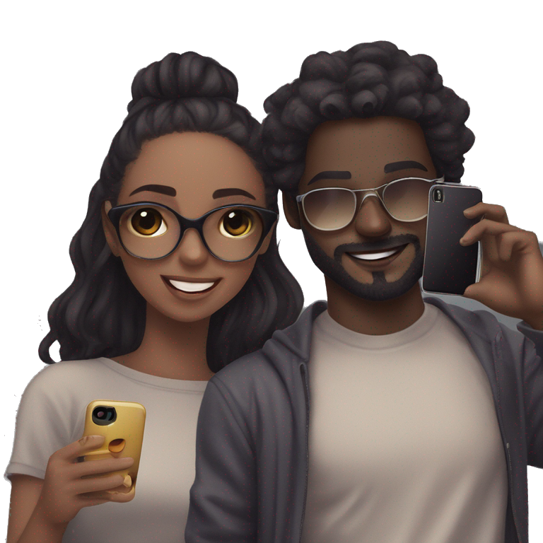 happy friends taking cool selfie emoji