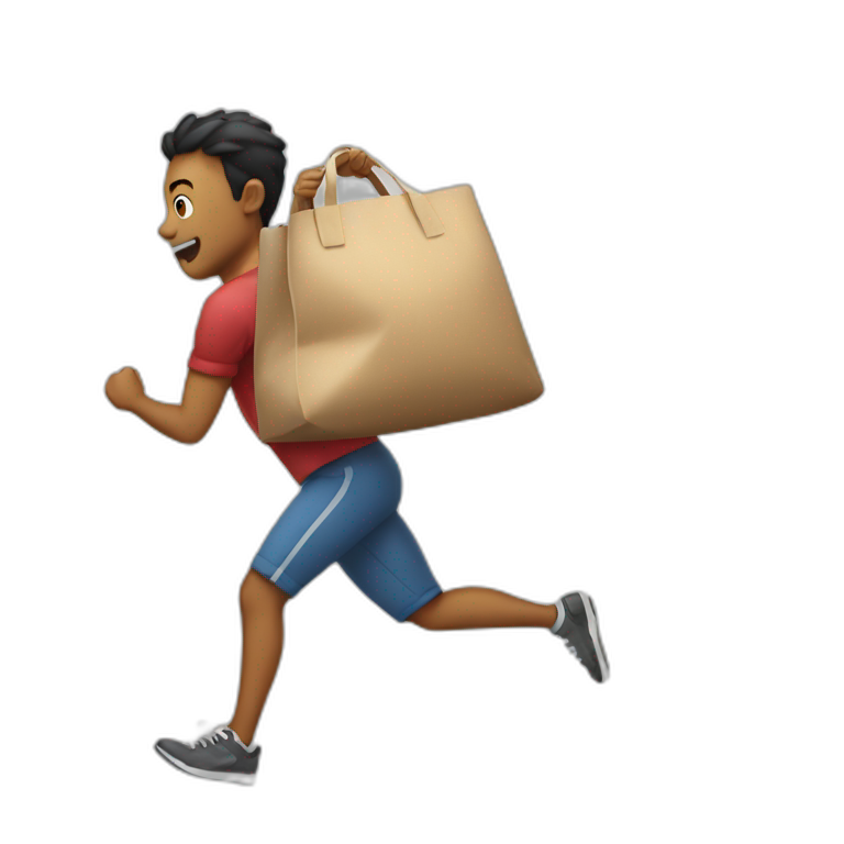 Running away with a bag emoji