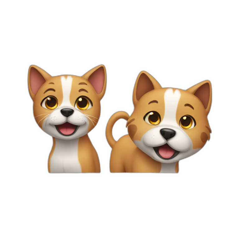Smiling dog and crying cat emoji