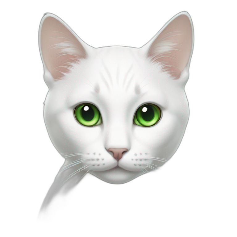 White cat with green eyes with black spot on forehead emoji