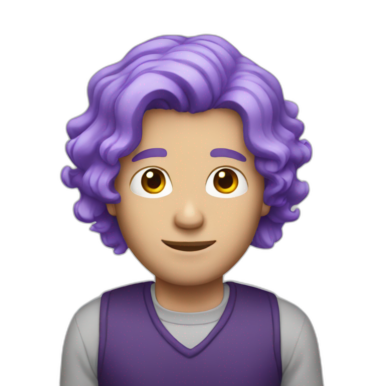 White Man with Purple hair emoji
