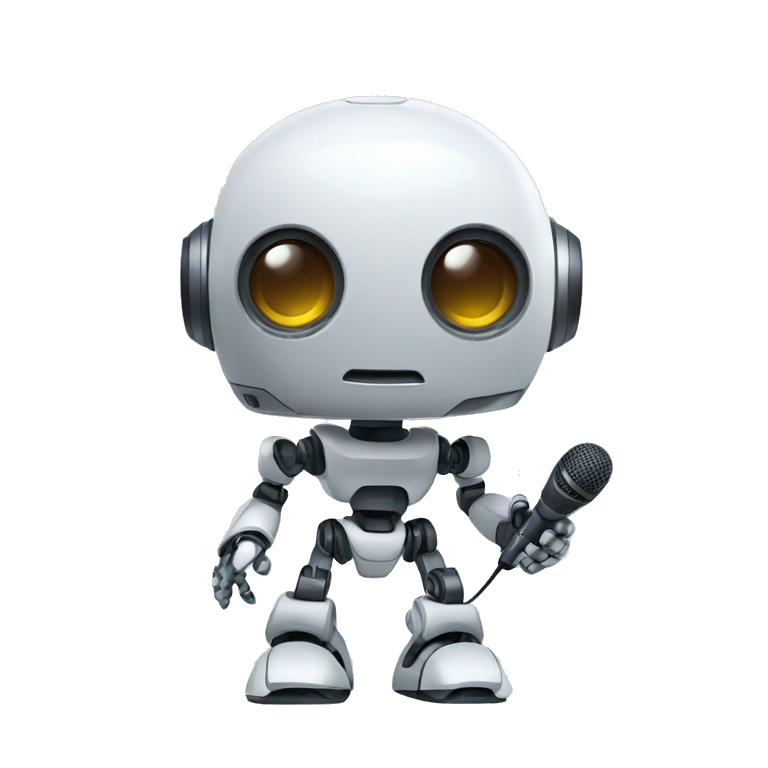 Ai robot with microphone in his hand emoji