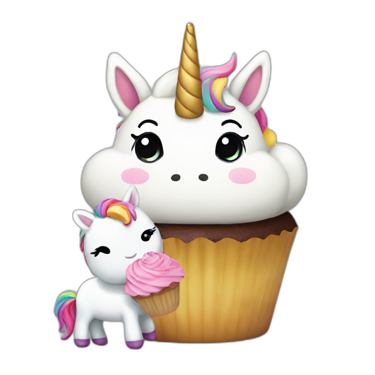 cute Unicorn with a cupcake emoji